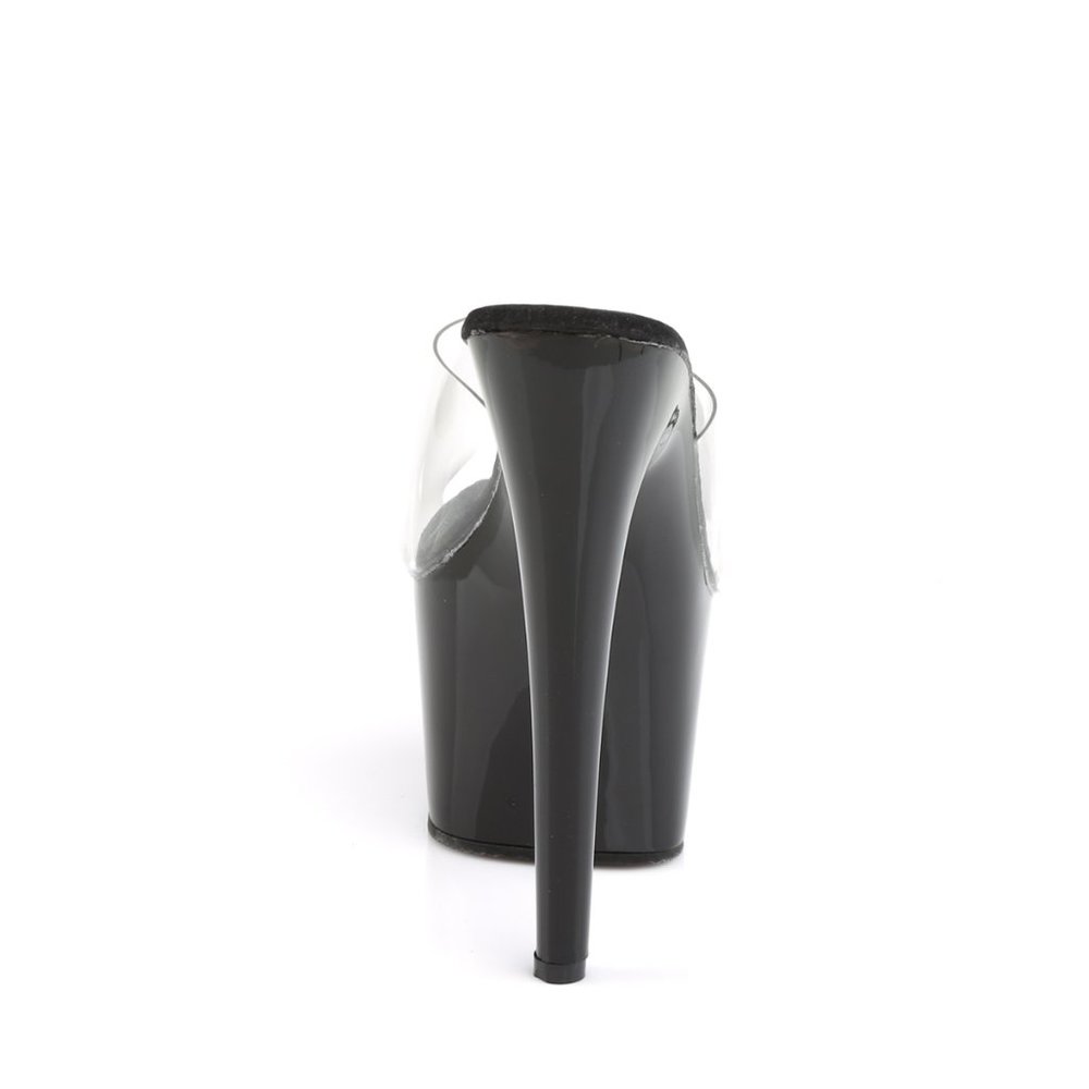 Pleaser Adore 701 Black Platform Heels with Clear Vamp - Picture 2 of 5